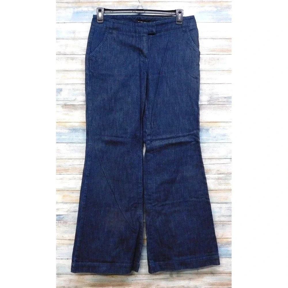 New York Company‎ Womens Dark Wash Flare Leg Denim Jeans Size 10 Vintage Boho